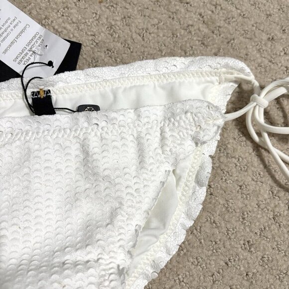 NEW Vix Ripple Scales Side Tie Cheeky Bikini Bottoms in Off White Women’s Small - Picture 4 of 10